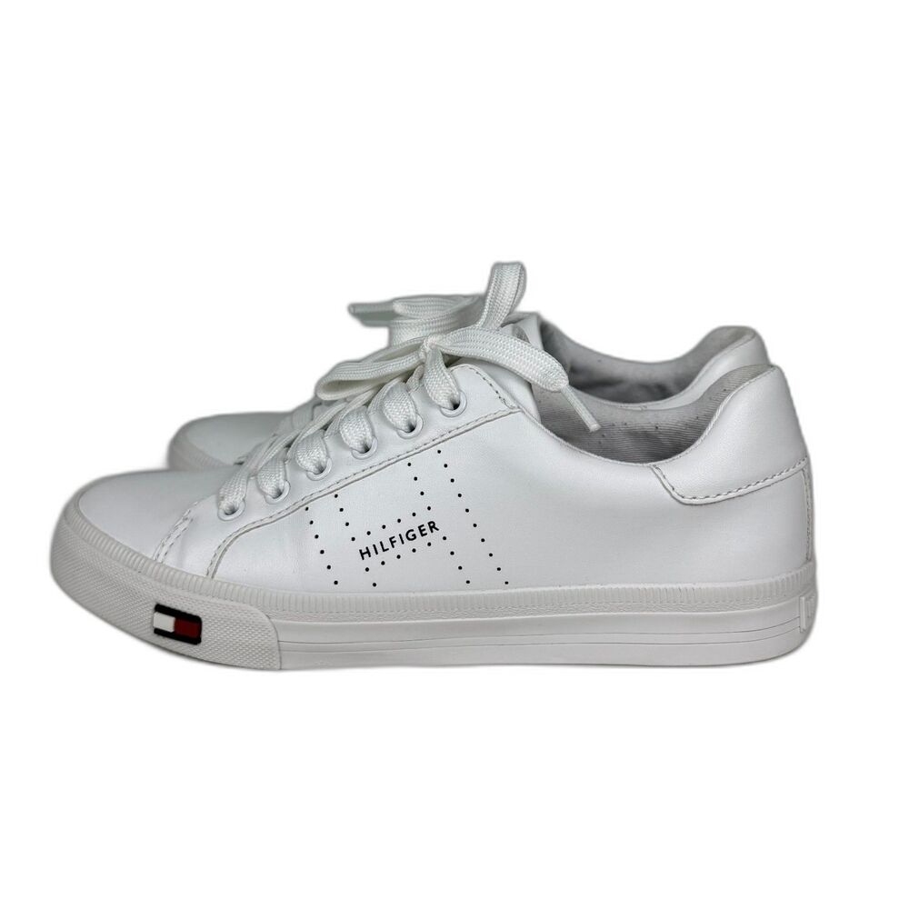 Tommy Hilfiger White Sneakers Womens 6.5 Lace Up Low Top Casual Shoes - Picture 3 of 7